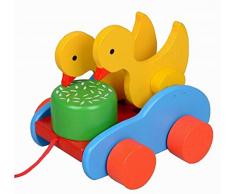 24station Schönes aus Holz Nachzieh-Spielzeug Push & Pull Wagon Fahrzeug kleine Enten