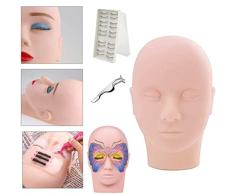 MYSWEETY Schminke Trainingsköpfe Mannequin Kopf Praxis Make Up Dummy Modell Köpfe, Schminkkopf Massage Trainingspraxis Kopf mit Wimpernzange und 10 Paar Wimpern