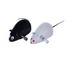 Holibanna 2pcs Interaktive Katzenspielzeug Mäuse Halloween Spielzeug Aufziehspielzeug Fellmäuse Stoffmaus Wind Up Maus für Katzen Haustiere Hunde (Grau + Schwarz)