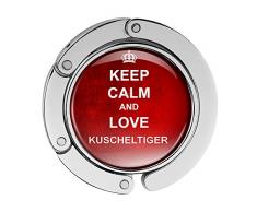 Taschenhalter Keep Calm Personalisiert mit Namen Kuscheltiger printplanet Chrom