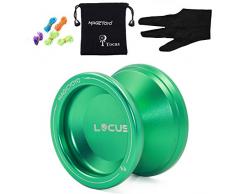 Pro Responsive Yoyo für Anfänger MAGICYOYO V6 LOCUS SPACE Matt Metal Jojo mit Pouch Handschuh 5 Strings (grün)
