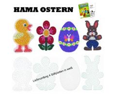 HAMA Stiftplatten-Set midi Ostern Osterei + Küken + Häschen + Blume + Malheft