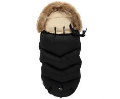 ZOPA Luxus Winter Fusak FLUFFY mit Fell - universell Fußsack fussack für Kinderwagen Buggy (Night Black)
