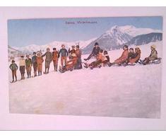 Davos, Schweiz. Winterfreuden. Kinder. Schlitten. AK.