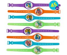 45pcs Kinder Uhr Jungenuhr Mädchenuhr Kunststoff Schul Uhr Jungen Mädchen - ideales Innenspielzeug für Kinder - Armbanduhr Geduldspiel Kindergeburtstags - Halloween Gastgeschenke Spielzeug