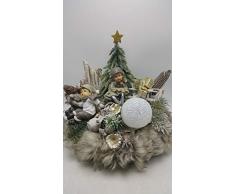 Weihnachtskranz Adventskranz Kunstfloristik LED-Kugel Kinder Schlitten Geschenke