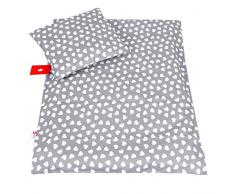 BABYLUX 2 tlg. Set Bezug für Kinderwagen Stubenwagen oder Wiege Garnitur Bettwäsche Kissen Decke 60 x 78 cm (95. Herzen Grau)