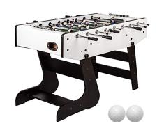 Maxstore Kickertisch Liverpool in 2 Dekoren, inkl. 2 Bälle, KLAPPBAR mit Hohlstangen, in den Farben schwarz oder weiß, Gewicht: 60kg, Tischfussball Tischkicker Klappkicker Jugendkicker