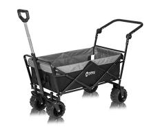 Sekey Faltbarer Bollerwagen Faltbar Handwagen Faltwagen Outdoor Klappwagen Transportwagen mit Teleskop Schubstange Strandwagen mit Bremsen Große Räder für alle Gelände geeignet, Schwarz