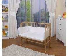 WALDIN Baby Beistellbett mit Matratze, höhen-verstellbar, Holz natur unbehandelt,Große Liegefläche 90x55cm/weiß