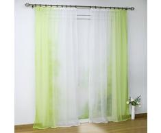 Joyswahl Gardine Voile Vorhang mit Farbverlauf Design »Agnes« Dekoschal Fenster Schal BxH 140x245cm Grün mit Kräuselband 2er Pack