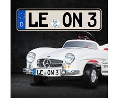 A-Z Store Original KFZ-Kennzeichen im Minifomat 29x7,5cm Kinderfahrzeug Tretauto beschriftet mit Folie und Bundesländerwappen 0304-1