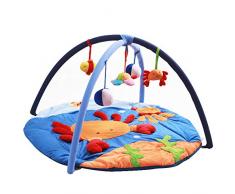 Tragbare Babyspielunterlage, Babykrabbelmatte Spieledecke Puzzle-Spieldecke Mit Eignungshalterungsspielzeug, Blaue Runde Kleinkindauflage, Geeignet FüR 0-1 Jahre Altes Baby