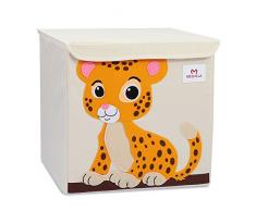 Meshela Aufbewahrungsbox und Organisator für Kinderspielzeug,Cartoon Aufbewahrungswürfel Leinwand faltbare Spielzeug Aufbewahrungsbox(Tiger)