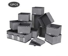DIMJ 12 Stück Aufbewahrungsbox Organizer faltbar Unterwäsche Socken Stoff Organizer für Schubladen Schrank Tische Ordnungssystem (12 Stück)