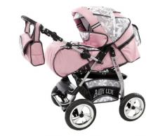 Lux4Kids King Kombikinderwagen (Regenschutz, Moskitonetz, Getränketablett, Matratze, Wickelunterlage) 34 Candy & Silver Flowerpower