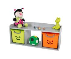 IRIS, Kindersitzbank Kids Bench mit Stauraum / Aufbewahrung, Holz, grau, 101,4 x 34 x 43,4 cm
