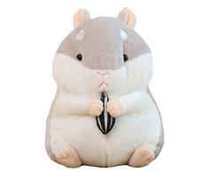 TIKENBST Hamster-Plüschtier Flauschiges Hamster-weiches Plüschtier-Stofftier-Geschenk Süße Hamster-Plüsch-Kissen,Grey-30cm
