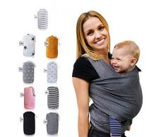 Fastique Kids® Tragetuch - elastisches Babytragetuch für Früh- und Neugeborene inkl. Baby Wrap Carrier Anleitung - Farbe grau
