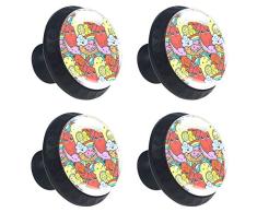 Niedliche Puppen-Türknöpfe, Griffe für Schränke, Schubladen, Kleiderschränke, Durchmesser: 35 mm, 4 Stück