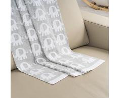 Fillikid Babydecke Elefanten Decke 75x100 cm - Baby Kuscheldecke für Kinderwagen, Babyschale & Zuhause, Krabbeldecke aus 100% Baumwolle - weich, maschinenwaschbar, für Jungen & Mädchen - Grau