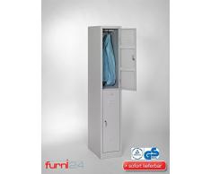 furni24 Garderobenschrank, Schließfach, Spind, Umkleideschrank, Kleiderschrank Abteilbreite 30 cm 2-türig