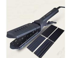 New Hairdressing Straight Roll Corn Haarglätter 3-in-1 Wickelbrett Elektrosperrholz Multifunktions-Lockenwickler-Schwarz