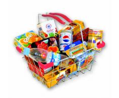 Tanner 40678 - Kaufladen-Zubehör im Metallkorb, gefüllt, sortiert