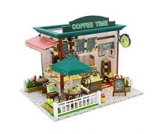 Puppenhaus Aus Holz,Miniatur Puppenvilla Puppen Haus Kits Handwerk Puppenstube Inklusive MöBel Und LED Licht FüR MäDchen Und Jungen Ab 3 Jahren