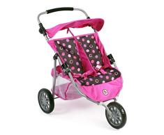 Bayer Chic 2000 697 48 - Zwillings-Jogger, Zwillingspuppenwagen für Puppen bis 50 cm, Pinky Balls