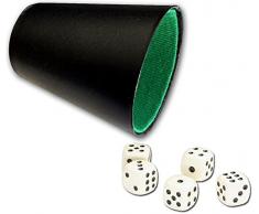 HAC24 Würfelbecher Schwarz inkl. 5 Würfel Knobelbecher Knobel Chicago Würfelset Würfelspiele