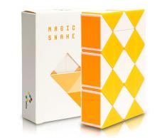 CUBIXS® Magic Snake mit 24 Blöcke - Knobelspiele für Kinder und Erwachsene - ideal als Mitgebsel Kindergeburtstag oder Kindergeburtstag Gastgeschenke oder kleine Geschenke für Kinder (Orange)