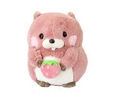Plüschtier Kuscheltier Spielzeug Netter Hamster Essen Snack Weich Flauschigese Kuschel für Kindergeburtstag 1 Stück - Pink 40cm