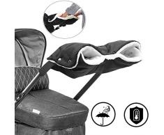 Kinderwagen Handwärmer,WELLXUNK Kinderwagen Handschuhe,Extra Dick Fleece Innenseite Kinderwagen warme Handschuhe Universalgröße für Kinderwagen Buggy Radanhänger,Wasserfest und windfest (Schwarz)