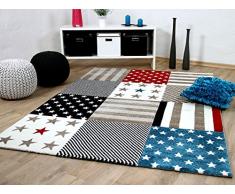 Maui Kinder und Jugend Teppich Sterne Rot Blau in 5 Größen