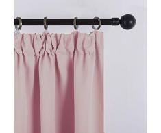 PONY DANCE Kinderzimmer Gardinen Mädchen - 2er Set H 245 x B 140 cm Thermo Vorhang mit Kräuselband Verdunkelungsgardine Schlafzimmer, Hellpink