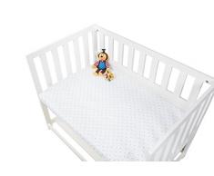 Pinolino 540024-7D Spannbetttücher für Wiegen, Anstellbettchen und Kinderwagen im Doppelpack Sternchen, Jersey, Uni, weiß/rosa