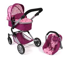 Bayer Chic 2000 597 78 3-in1 Kombi Lia, Puppenwagen-Set mit Autositz, Babywanne und Sportsitz, Stars Brombeere