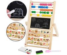 Hunpta@ Kreidetafeln Kinder Hölzerne Pädagogische Kindertafel Spiel Zahlen, Die Kreatives 3 in 1 Spielzeug Lernen (A)