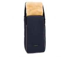 Lammfell Kinderwagen-Fußsack CORTINA von WERNER CHRIST BABY – Thermo Winterfußsack mit herausnehmbarem, echtem Fell, als Einlage für Buggy verwendbar (2-in-1) in navy (blau)