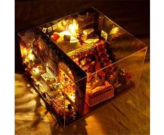 Kinder s Kinder Interessantes Spielzeug DIY Baumhaus Karneval Nacht Handbuch Montage Modell Miniatur 3D Gewächshaus Bastelsets für Erwachsene - Holzpuppenhaus mit Möbeln und Zubehör, pädagogisch zu