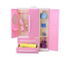 WINBST Mini Puppenschrank Puppenkleiderschrank Puppenzubehör Kleiderschrank