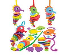 Baker Ross Steck-Bastelsets Seepferdchen (6er-Pack) Bastelspaß für Kinder, Mitgebsel und Aktivitäten.