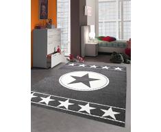 Kinderteppich Spielteppich Kinderzimmer Teppich Sternteppich Sterne Grau Creme