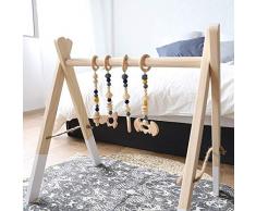 Mamimami Home 4+1 Batman Spielbogen für Babys Holz Faltbare Aktivität Spiel Gym Spielzeug Natürliche Hängen Bar Sensorische Spielzeug Neugeborenen Geschenk mit Anhänger Beißring