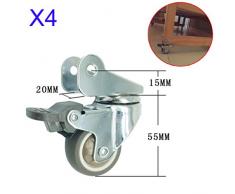 HRD Leise Metallrollen, Lenkrollen für Wagen/Krippen, mit Bremse, 1,5 Zoll, Montageabstand 20 mm