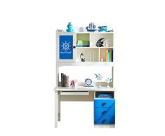 W.W Ergonomischer Kinderschreibtisch Schreibtisch ， Bücherregal Perfekt für Studenten Schreibtisch Computertisch Arbeitstisch Jugendtisch, blau