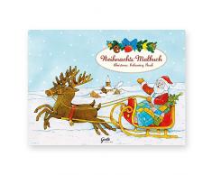 Weihnachten Mini Malbuch Weihnachtsmann auf Schlitten