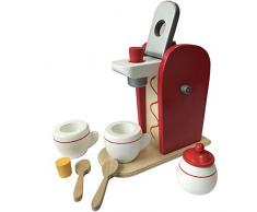 TikTakToo Frühstücksset Kinder Kaffemaschine Toaster Spielset aus Holz mit viel Zubehör für das erste Frühstück passend zu Allen Kinderspielküchen Kinderküchen Spielzeug (Kaffemaschine & Toaster Set)