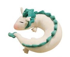 GXFLO Anime Cute White Dragon Nackenkissen U-Förmigen Travel Pillow-Puppe Plüschtier White Dragon Nackenkissen, Weichem Plüsch Drache Gefüllte Puppe